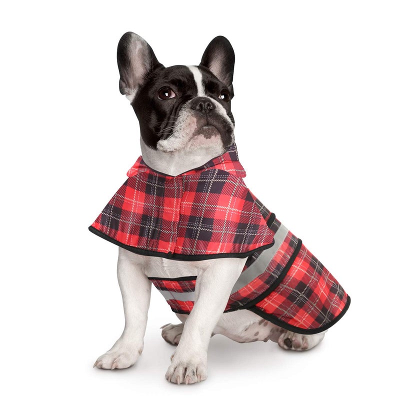 HDE Dog Raincoat Jacket Reflective Adjustable Hooded Pet Poncho Rain Coat with Leash Hole for Small to X-Large Dogs Plaid - M - Image 2